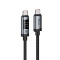 Kabel USB C do USB C Hoco PD 6A 240W 1,2m z wyświetlaczem U148 czarny