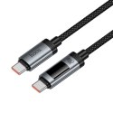 Kabel USB C do USB C Hoco PD 6A 240W 1,2m z wyświetlaczem U148 czarny