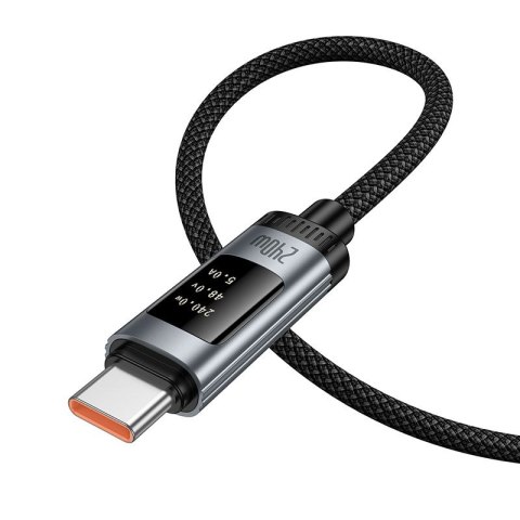 Kabel USB C do USB C Hoco PD 6A 240W 1,2m z wyświetlaczem U148 czarny