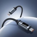 Kabel USB C do USB C Hoco PD 6A 240W 1,2m z wyświetlaczem U148 czarny