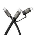Kabel USB C do USB C/iP Hoco 3A 60W płaski 1 m X125 czarny