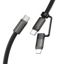 Kabel USB C do USB C/iP Hoco 3A 60W płaski 1 m X125 czarny