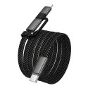 Kabel USB C do USB C/iP Hoco 3A 60W płaski 1 m X125 czarny