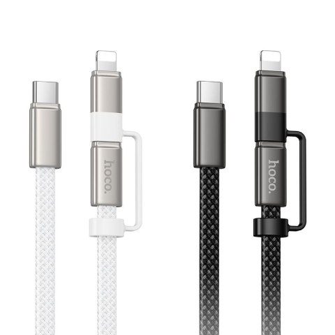 Kabel USB C do USB C/iP Hoco 3A 60W płaski 1 m X125 czarny