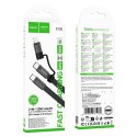 Kabel USB C do USB C/iP Hoco 3A 60W płaski 1 m X125 czarny