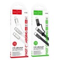 Kabel USB C do USB C/iP Hoco 3A 60W płaski 1 m X125 czarny
