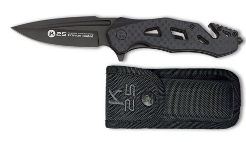 Nóż K25 25002 Tactical Black G10 CF Liner Lock 210 mm