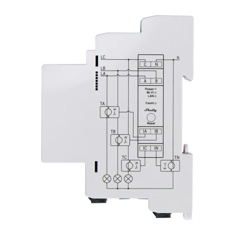 3-kierunkowy miernik zużycia energii elektrycznej Shelly PRO 3EM 120A WiFi/Bluetooth/Matter