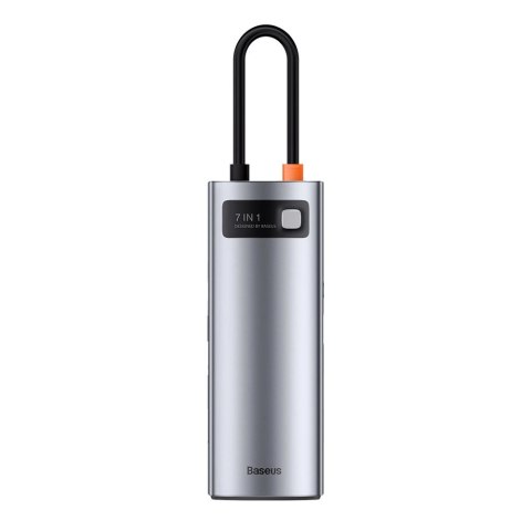 Baseus Metal Gleam Series multifunkcjonalny HUB USB 7w1 Typ C HDMI czytnik kart TF PD szary (WKWG020113)