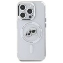 Etui Karl Lagerfeld IML Metal Karl&Choupette Head MagSafe na iPhone 15 Pro - białe