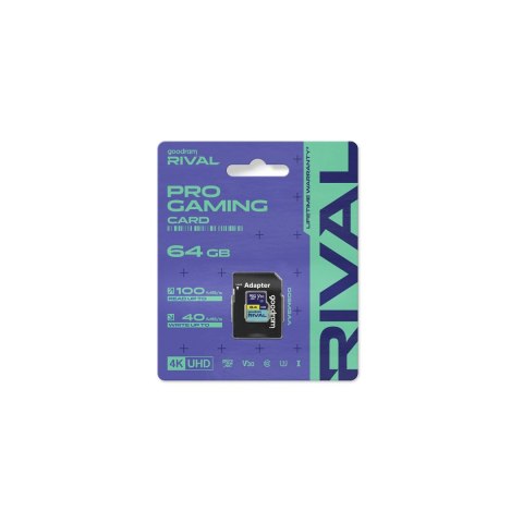 Goodram karta pamięci Rival M3AA Micro SDXC 64GB UHS-I U3 V30 100 / 70 MB/s