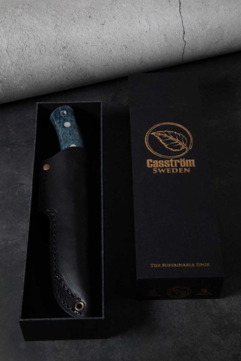 Casström No.10 SFK Stabilised Curly Birch Ocean 14C28N Nóż Bushcraft Myśliwski