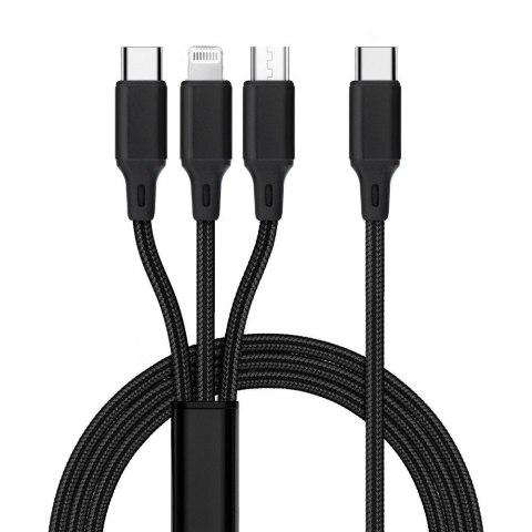 Kabel 3w1 Typ C do Lightning / Typ C / Micro USB 2,4A C171 1,2 m czarny