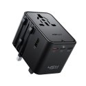 Adapter podróżny Acefast Z8 GaN 45W podróżna ładowarka sieciowa 3x USB-C + 2x USB-A z gniazdkiem AC 2500W - czarna