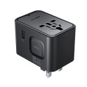 Adapter podróżny Acefast Z8 GaN 45W podróżna ładowarka sieciowa 3x USB-C + 2x USB-A z gniazdkiem AC 2500W - czarna