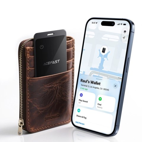 Lokalizator Bluetooth Acefast S3 w formie karty kompatybilny z Apple Find My - szary