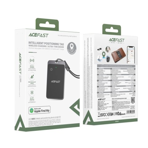 Lokalizator Bluetooth Acefast S3 w formie karty kompatybilny z Apple Find My - szary