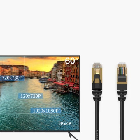 Kabel sieciowy Ethernet Orico PUG-C7 CAT7 10Gbps RJ45 internetowy LAN okrągły 3 m - czarny