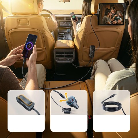 Ładowarka samochodowa Orico ChargeClip 108W 2x USB-A + 4x USB-C z klipsem - czarna