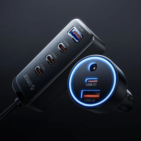 Ładowarka samochodowa Orico ChargeClip 108W 2x USB-A + 4x USB-C z klipsem - czarna