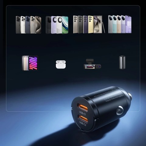 Ładowarka samochodowa Orico MiniRing 30W 2x USB-C - czarna