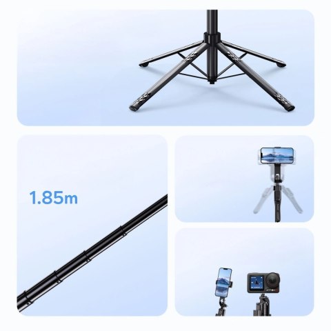 Selfie stick Orico SPN185 statyw 1/4" na telefon kamerę aparat z obrotem 360 stopni Bluetooth 5.2 - czarny