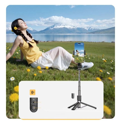 Selfie stick Orico SPV90 aluminiowy mini tripod Bluetooth obrót 360 stopni - czarny