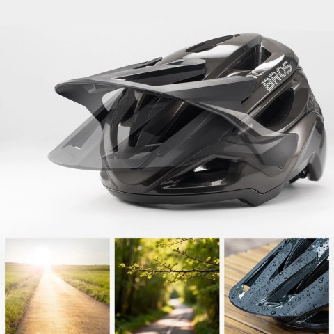 Kask rowerowy Rockbros LK-99 na rower górski z regulowanym daszkiem i zapięciem magnetycznym 58-62 cm - czarny