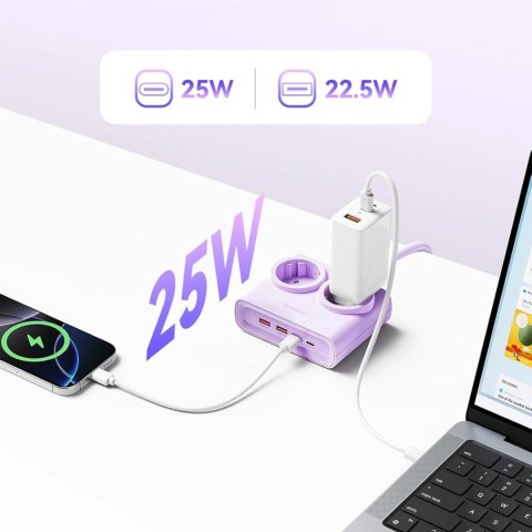 Listwa zasilająca Orico PDC25 25W 6w1 2x AC + 2x USB-A + 2x USB-C - fioletowa