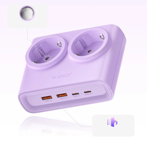 Listwa zasilająca Orico PDC25 25W 6w1 2x AC + 2x USB-A + 2x USB-C - fioletowa
