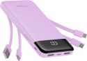 Powerbank 5V 3A 10000 mAh z wbudowanymi kablami USB A / USB C / Lightning / Micro USB Charmast W1148 fioletowy OINT