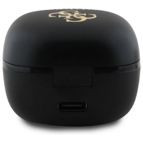 Słuchawki Bluetooth Guess Iridescent 4G Printed Logo TWS + stacja dokująca - czarne
