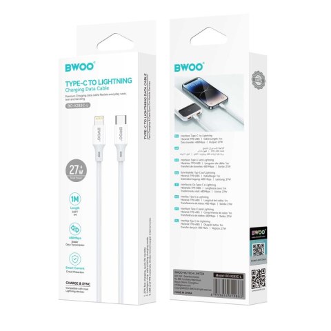 BWOO kabel USB-C - Lightning 1m 27W ABS + TPE X283 C-L biały
