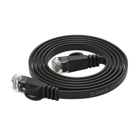 Kabel sieciowy Ethernet Orico PUG-C6B CAT6 1000Mbps RJ45 internetowy LAN płaski 2 m - czarny