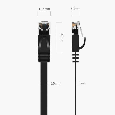 Kabel sieciowy Ethernet Orico PUG-C6B CAT6 1000Mbps RJ45 internetowy LAN płaski 5 m - czarny