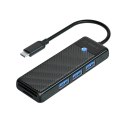 Hub USB Orico PAPW3AT-C3 4-portowy 3x USB-A 3.0 z czytnikiem kart microSD/SD 0,15 m - czarny