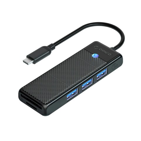 Hub USB Orico PAPW3AT-C3 4-portowy 3x USB-A 3.0 z czytnikiem kart microSD/SD 1 m - czarny
