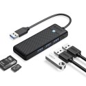Hub USB Orico PAPW3AT-U3 4-portowy 3x USB-A 3.0 z czytnikiem kart microSD/SD 1 m - czarny