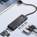 Hub USB Orico PAPW3AT-U3 4-portowy 3x USB-A 3.0 z czytnikiem kart microSD/SD 1 m - czarny
