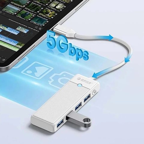 Hub USB Orico PAPW4A-C3 4-portowy 4x USB-A 3.0 0,5 m - biały