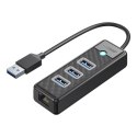 Hub USB Orico PW3UR25-U3 4-portowy 3x USB-A 3.0 1x RJ45 2.5G Ethernet 1,8 m - czarny
