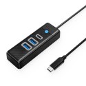 Hub USB Orico PWC2U-C3 3-portowy 2x USB-A 3.0 1x USB-C 3.0 1 m - czarny