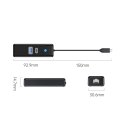 Hub USB Orico PWCUR-C3 3-portowy 1x USB-A 3.0 1x USB-C 3.0 1x RJ45 Gigabit Ethernet 0,15 m - czarny