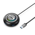 Hub USB Orico YXR5-U3 RGB 4-portowy USB-A 3.0 z czytnikiem kart SD i microSD 0,3 m - czarny