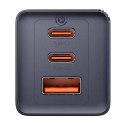 Ładowarka sieciowa Baseus GaN5, 2x USB-C + USB, 65W + kabel 1m (szara)