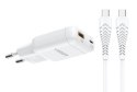 Ładowarka sieciowa do telefonu VEGER USB A + Typ C PD 45W + kabel Typ C do C 100W TR121 biała