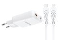 Ładowarka sieciowa do telefonu VEGER USB A + Typ C PD 65W + kabel Typ C do C 100W TR122 biała