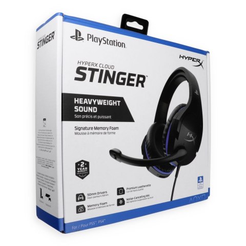 Słuchawki przewodowe nauszne Jack 3,5 mm HyperX Cloud Stinger PlayStation czarno niebieskie