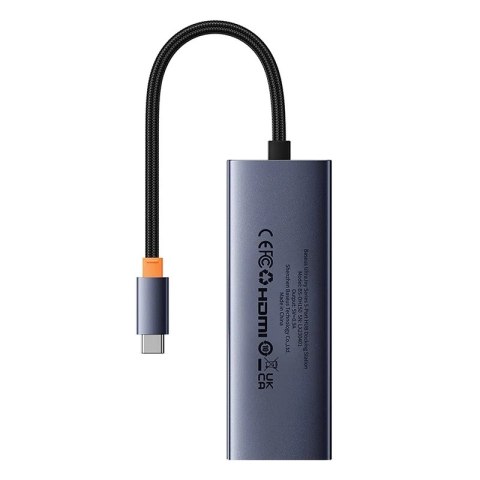 Stacja dokująca Baseus UltraJoy Series 5-Port USB-C do HDMI4K@30Hz + 3xUSB 3.0 + PD (szary)
