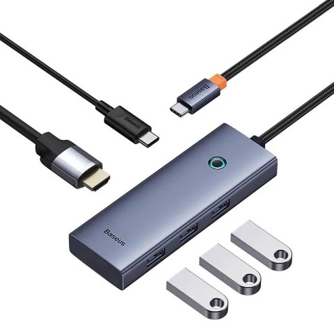 Stacja dokująca Baseus UltraJoy Series 5-Port USB-C do HDMI4K@30Hz + 3xUSB 3.0 + PD (szary)